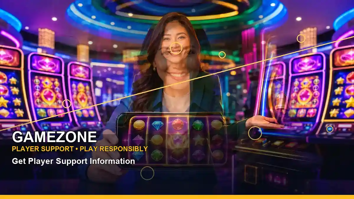 GAMEZONE VIP casino rewards featuring an adult Filipina casino host with a centered composition