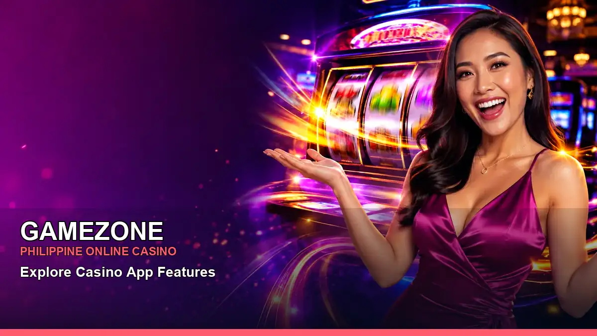 GAMEZONE free spins slot games in a celebratory scene for the GAMEZONE brand search, casino access, games, account help and